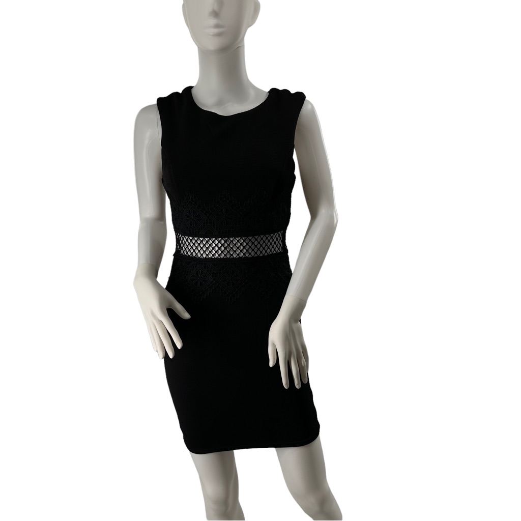 Indikah Sleeveless Bodycon Mini Dress With Lace Detail Black Size 8 Nwt